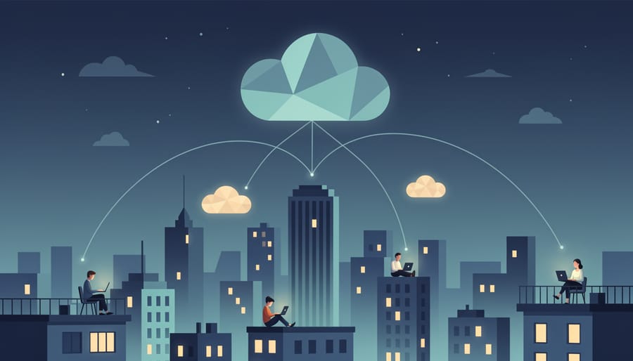 Nighttime city lights symbolizing always-on cloud access for learning